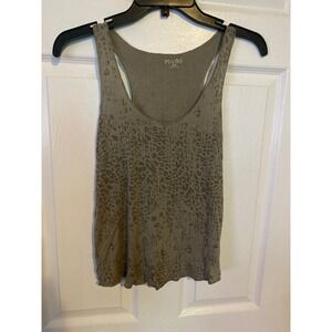 Mudd Womens Olive Green Leopard Print Racerback Tank Top XS Scoop Neck Casual